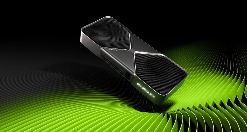 NVIDIA GeForce RTX 5090 on green stage