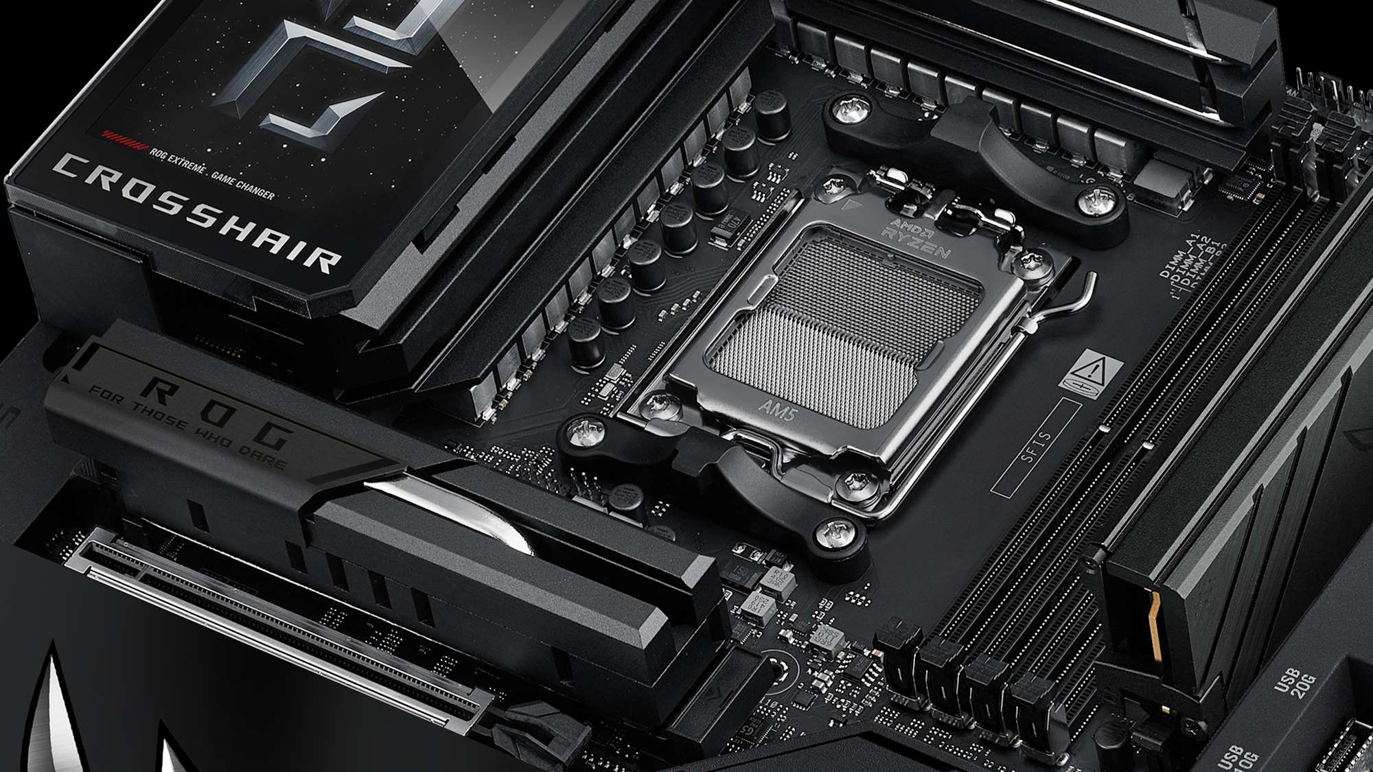 ROG Crosshair AM5 motherboard close-up